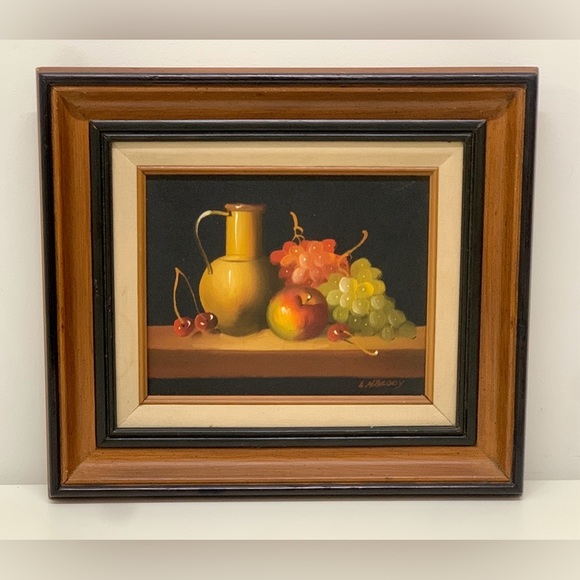 Vtg Original Oil on Canvas Wooden Framed L Habady Still Life Painting - Picture 1 of 13